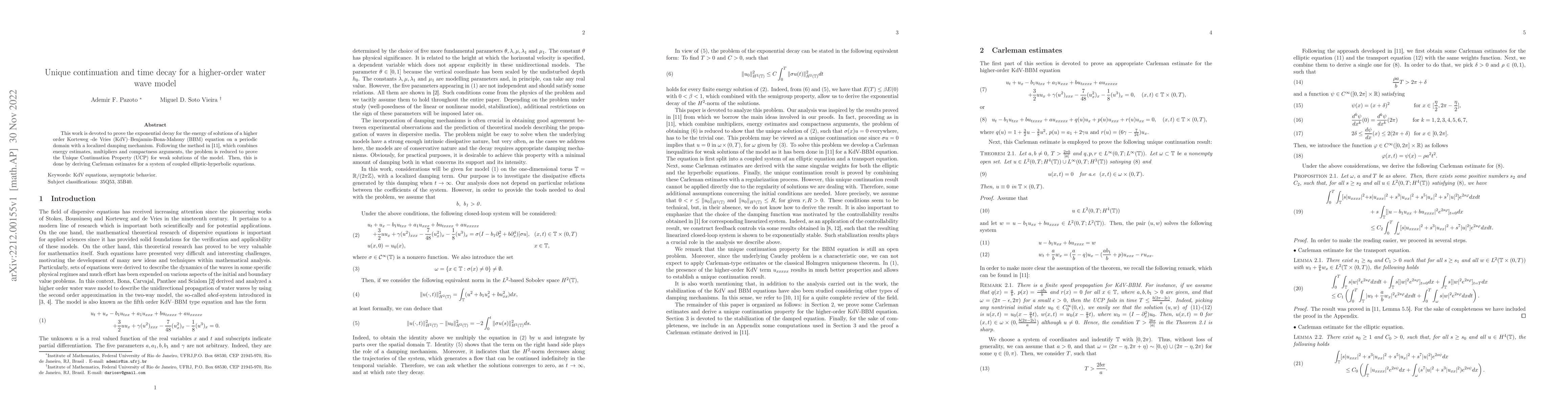 Thumbnail for Unique continuation and time decay for a higher-order water wave model