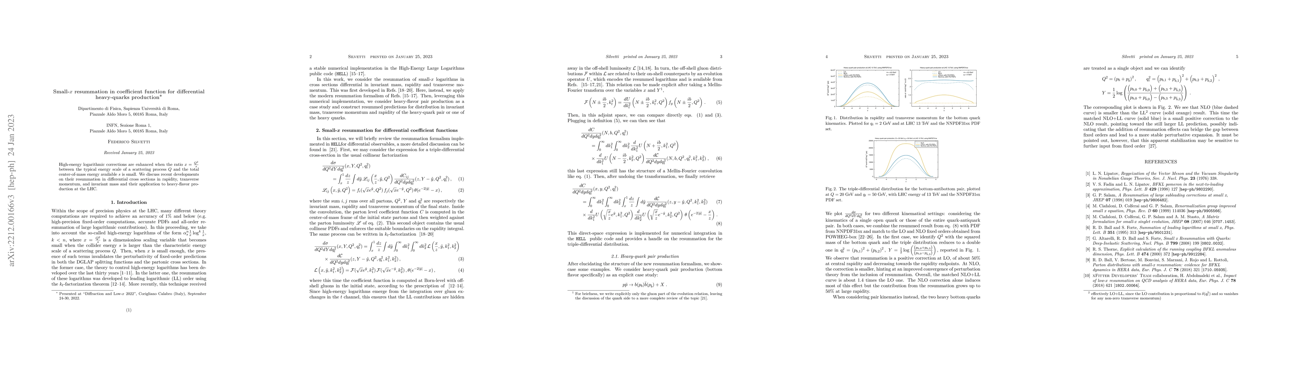 Thumbnail for Small-$x$ resummation in coefficient function for differential
  heavy-quarks production
