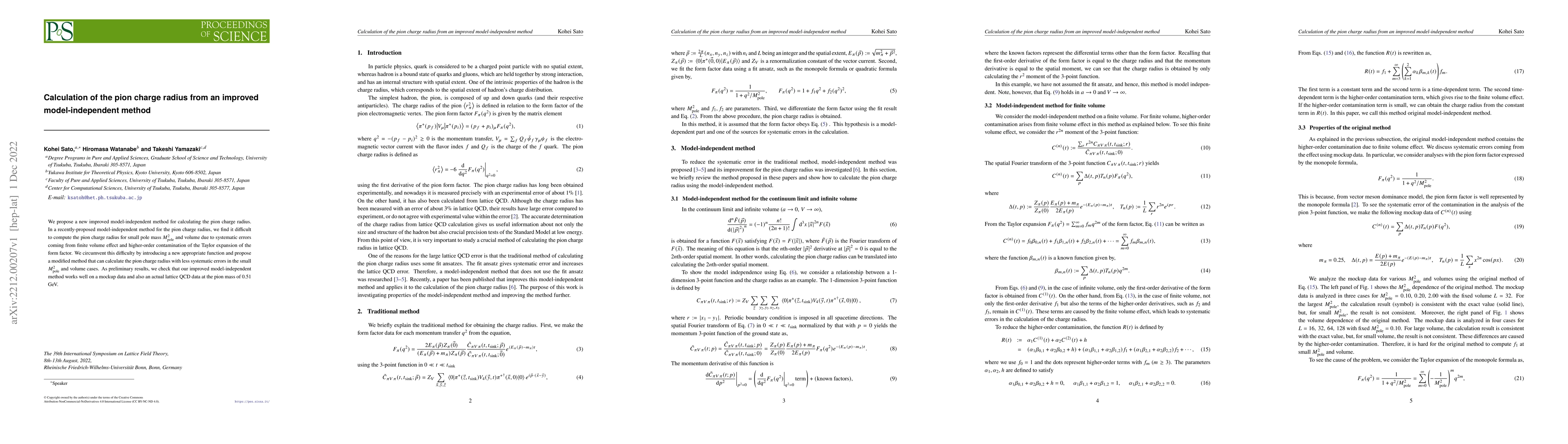 Thumbnail for Calculation of the pion charge radius from an improved model-independent
  method