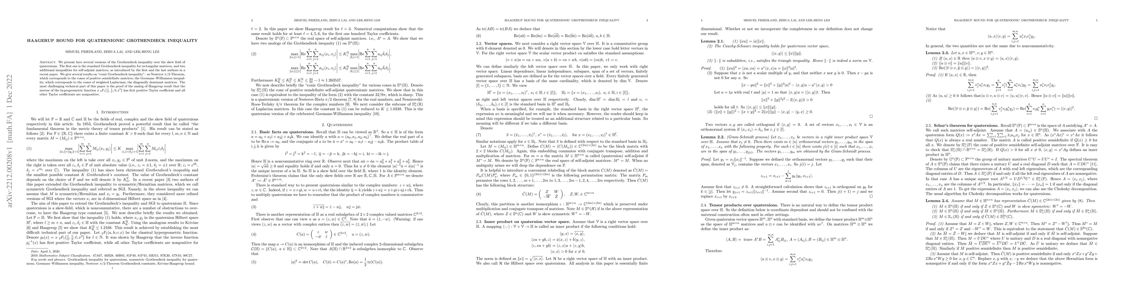 Thumbnail for Haagerup bound for quaternionic Grothendieck inequality