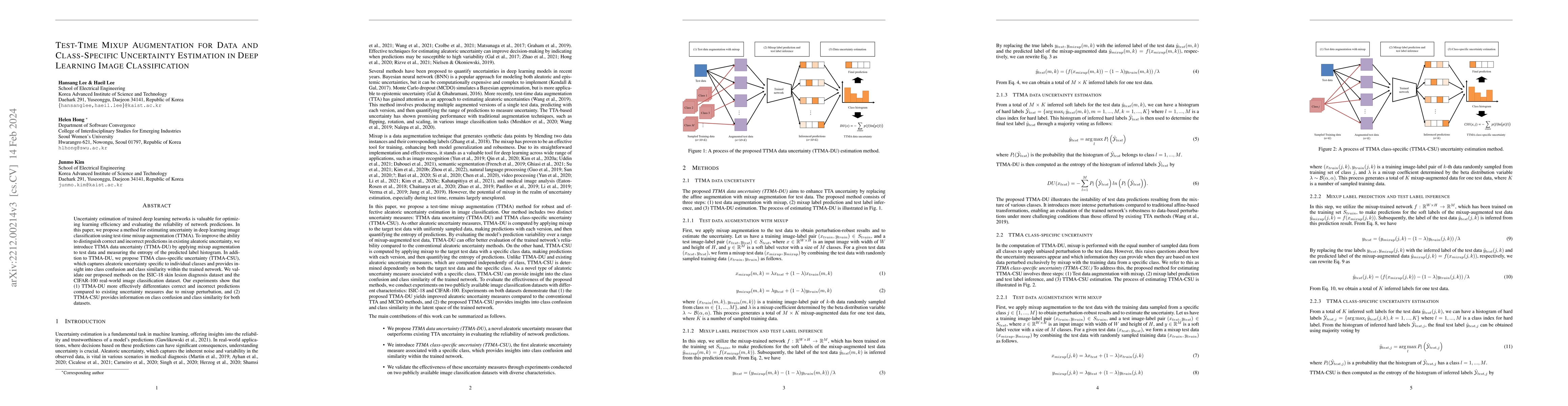 Thumbnail for Test-Time Mixup Augmentation for Data and Class-Specific Uncertainty
  Estimation in Deep Learning Image Classification