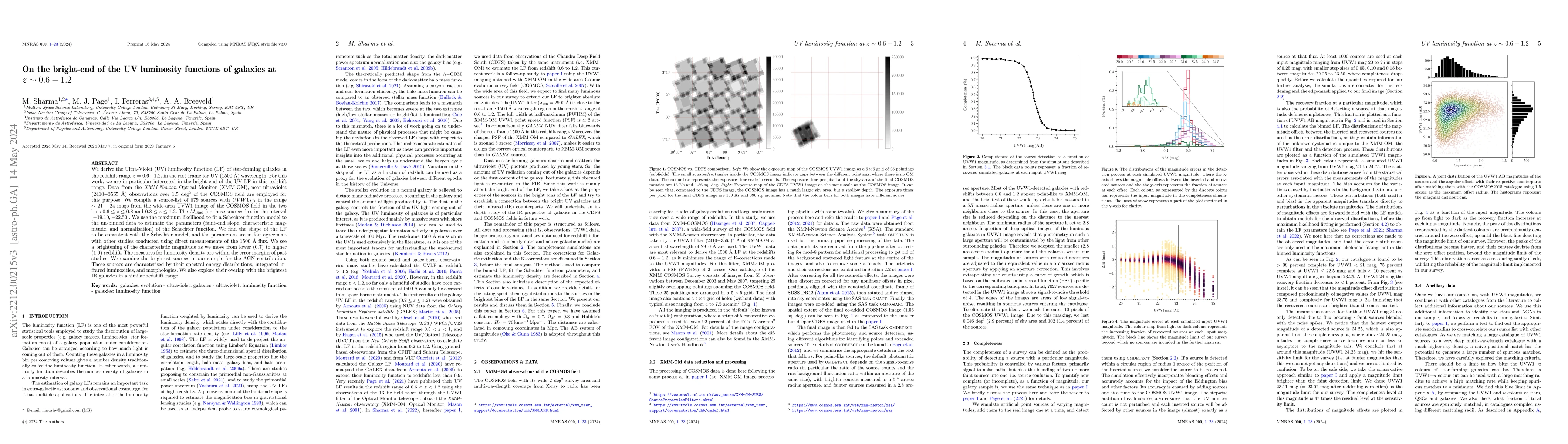 Thumbnail for On the bright-end of the UV luminosity functions of galaxies at $z \sim
  0.6-1.2$