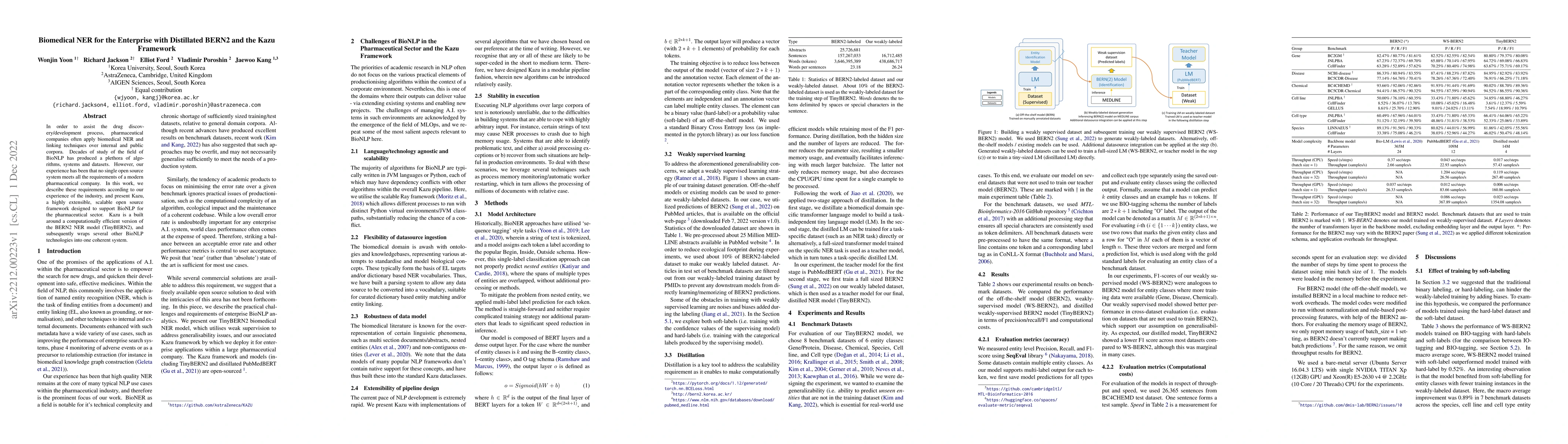 Thumbnail for Biomedical NER for the Enterprise with Distillated BERN2 and the Kazu
  Framework