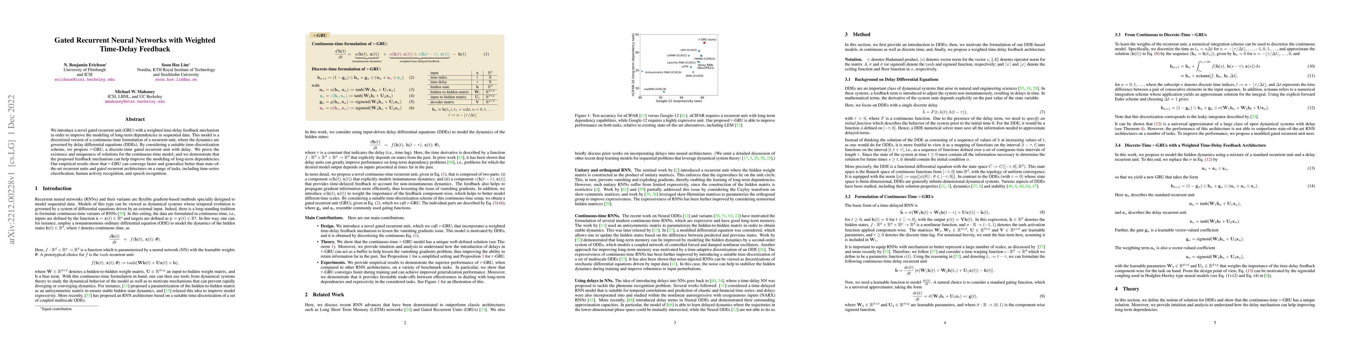 Thumbnail for Gated Recurrent Neural Networks with Weighted Time-Delay Feedback
