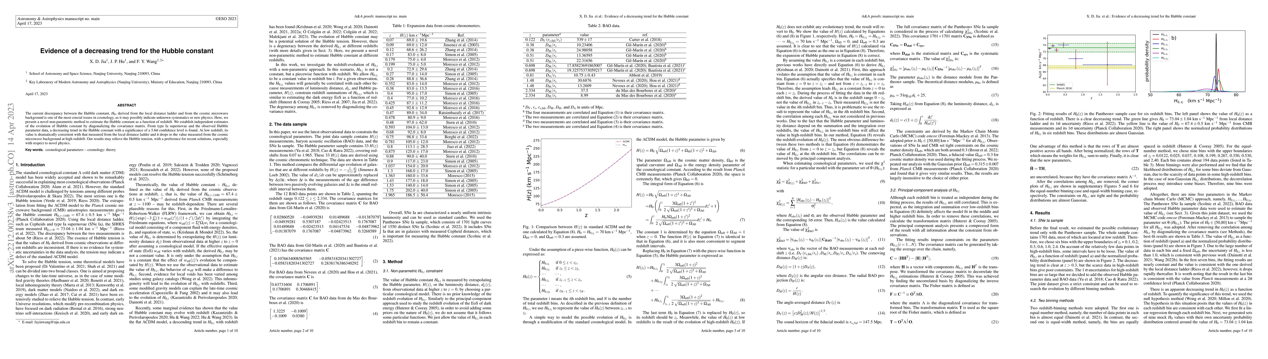 Thumbnail for Evidence of a decreasing trend for the Hubble constant