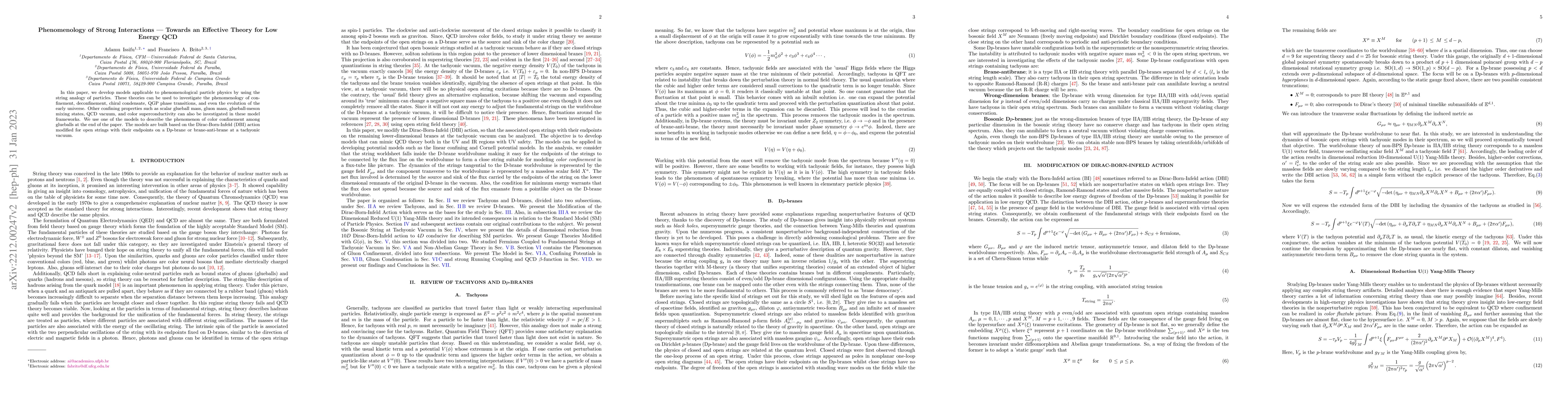 Thumbnail for Phenomenology of Strong Interactions -- Towards an Effective Theory for
  Low Energy QCD