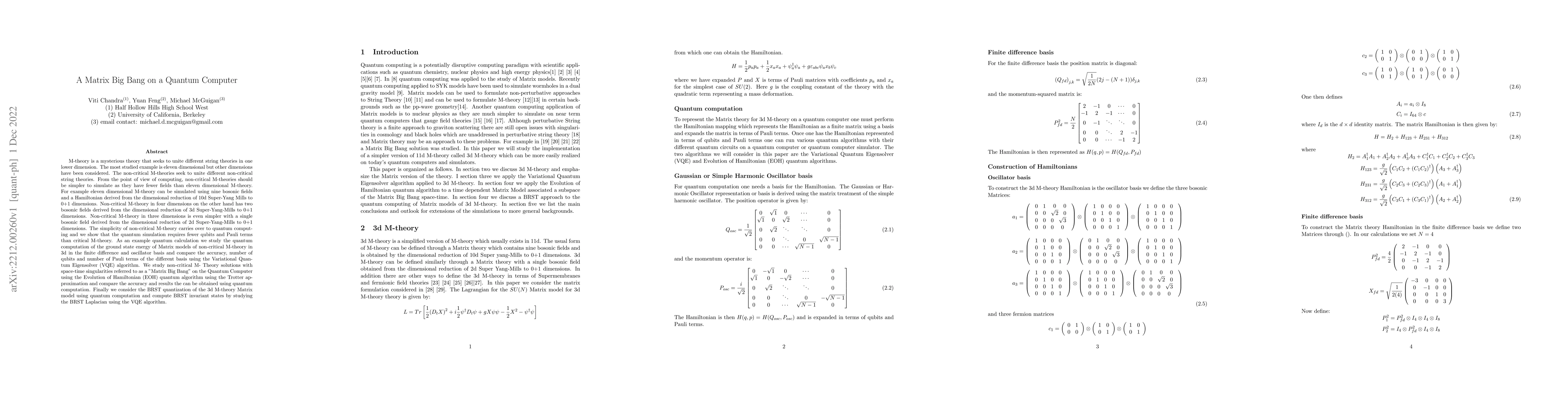 Thumbnail for A Matrix Big Bang on a Quantum Computer