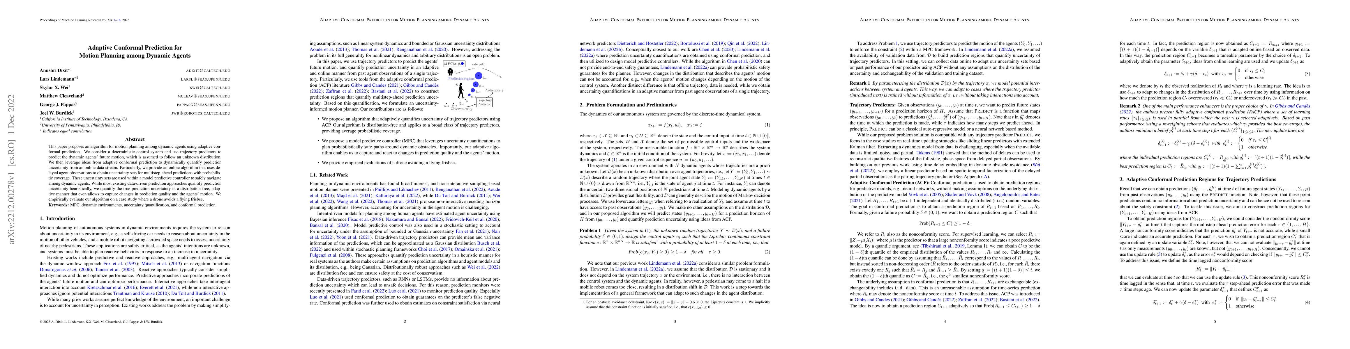 Thumbnail for Adaptive Conformal Prediction for Motion Planning among Dynamic Agents