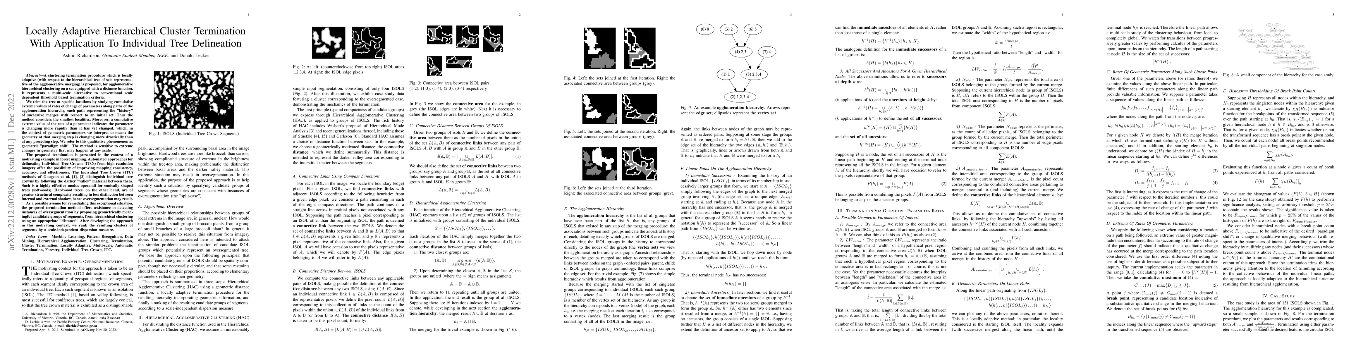 Thumbnail for Locally Adaptive Hierarchical Cluster Termination With Application To
  Individual Tree Delineation
