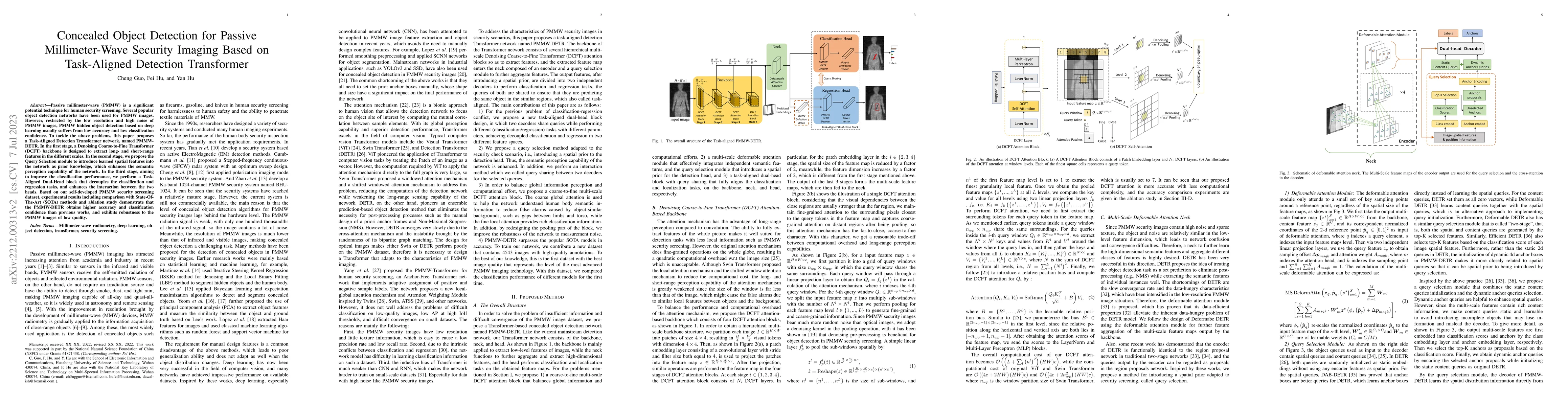 Thumbnail for Concealed Object Detection for Passive Millimeter-Wave Security Imaging
  Based on Task-Aligned Detection Transformer