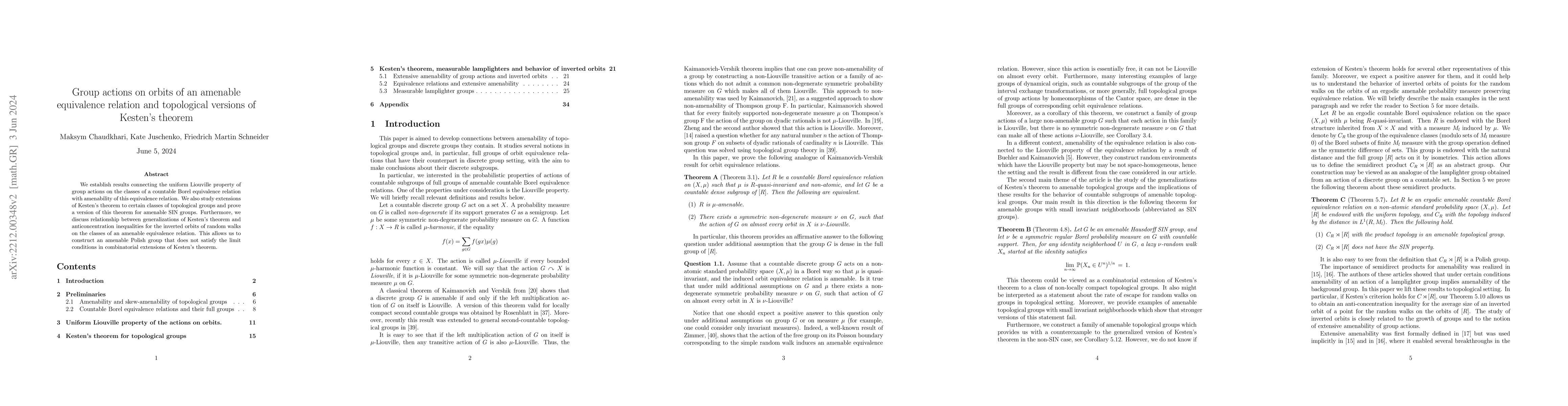 Thumbnail for Group actions on orbits of an amenable equivalence relation and
  topological versions of Kesten's theorem