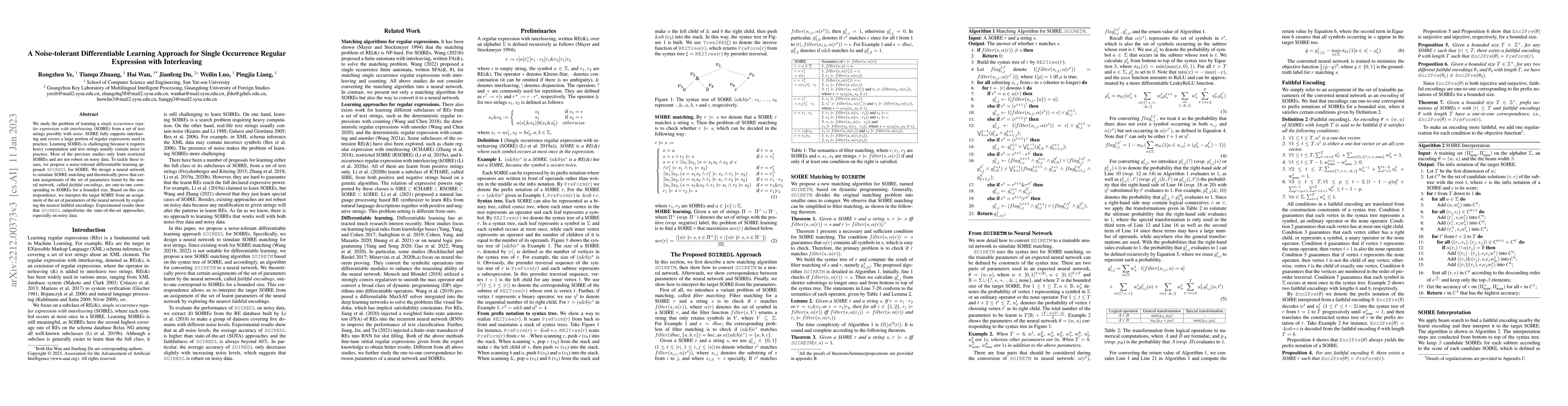 Thumbnail for A Noise-tolerant Differentiable Learning Approach for Single Occurrence
  Regular Expression with Interleaving