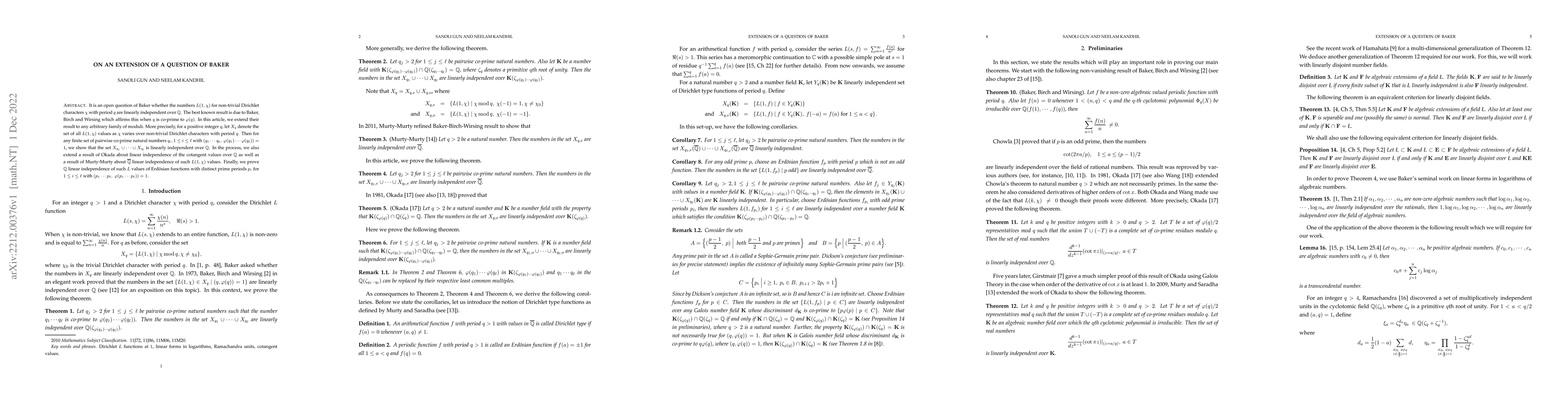 Thumbnail for On an extension of a question of Baker