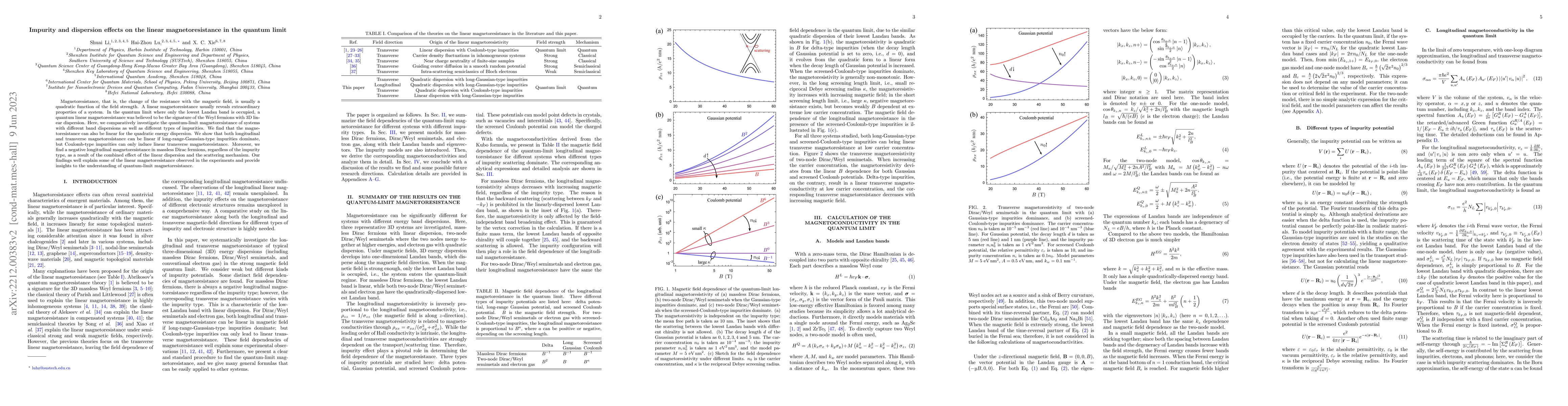 Thumbnail for Impurity and dispersion effects on the linear magnetoresistance in the
  quantum limit