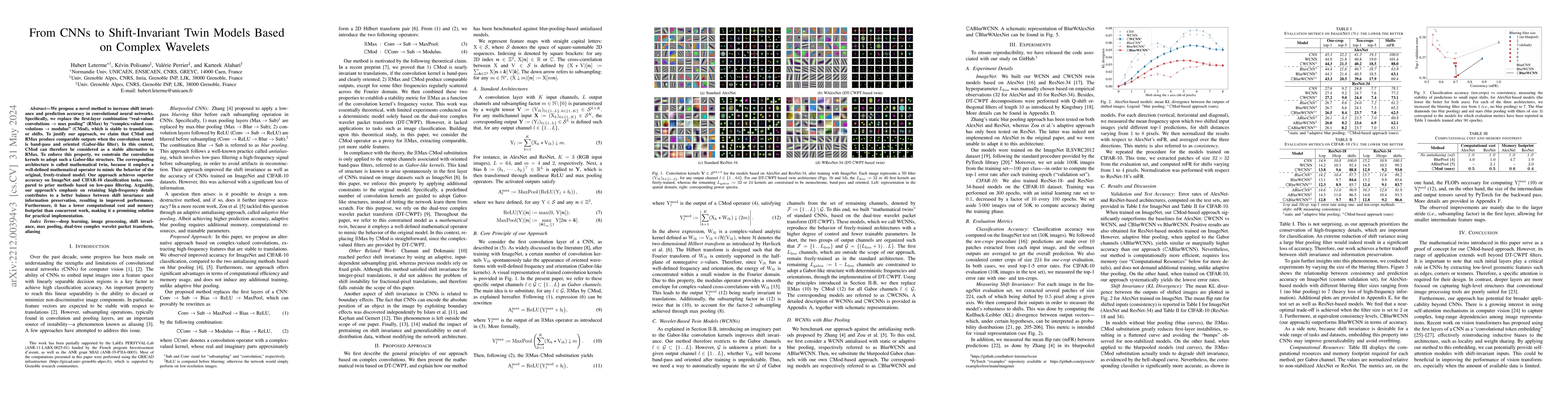Thumbnail for From CNNs to Shift-Invariant Twin Models Based on Complex Wavelets