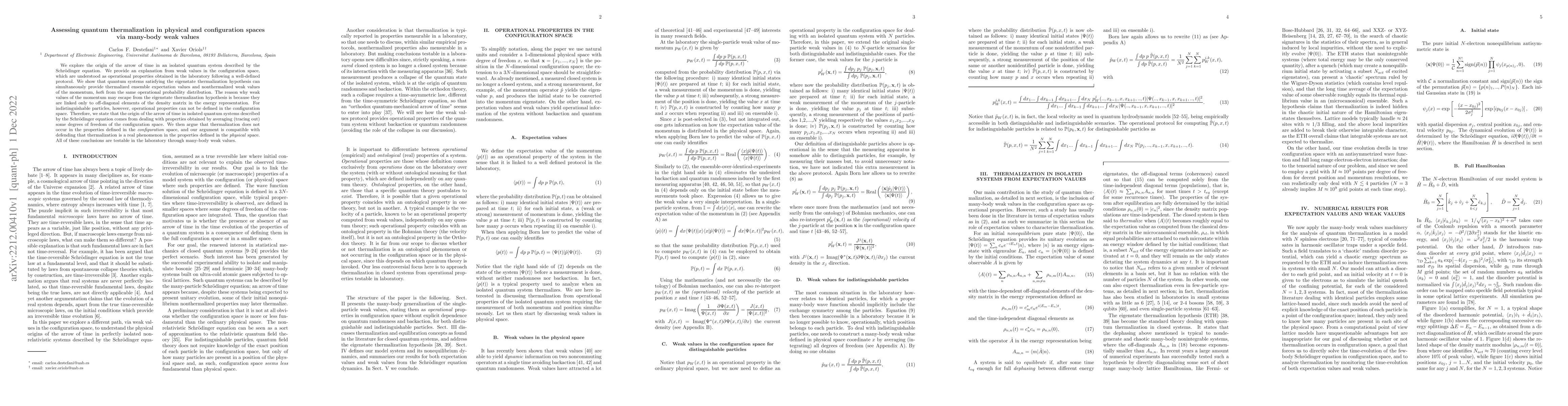 Thumbnail for Assessing Quantum Thermalization in Physical and Configuration Spaces
  via Many-Body Weak Values