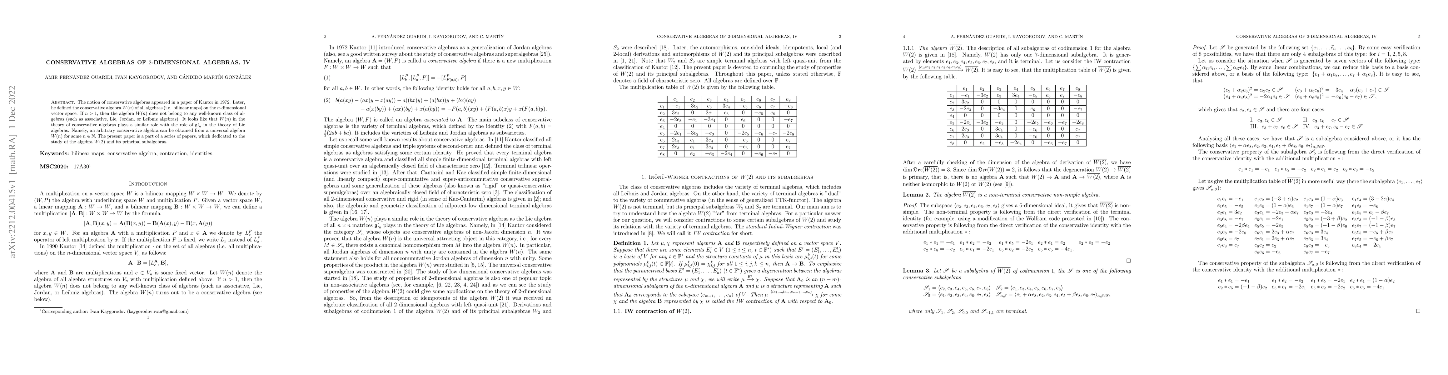 Thumbnail for Conservative algebras of $2$-dimensional algebras, IV