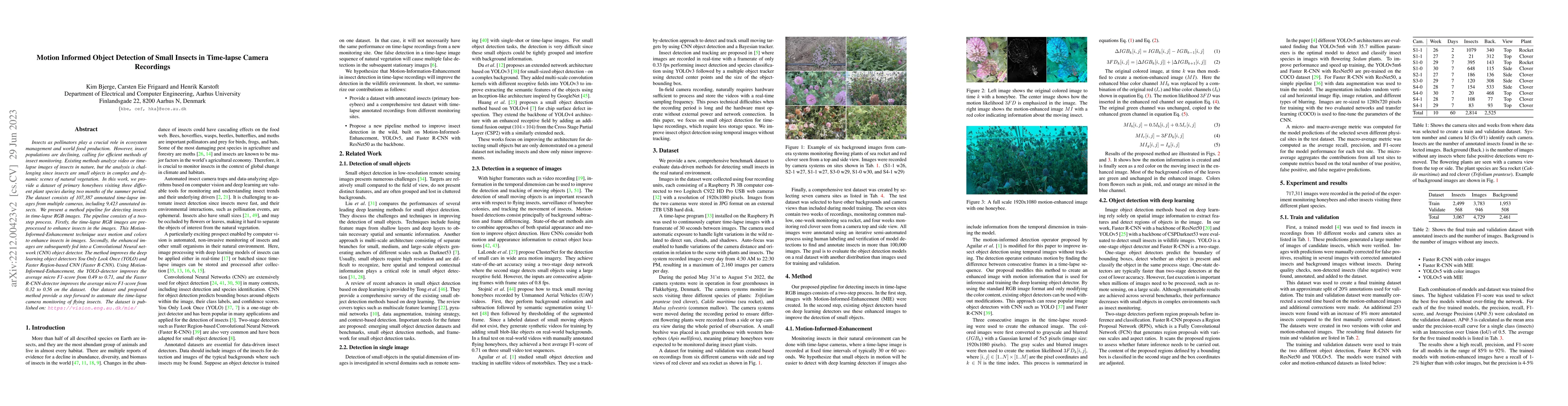 Thumbnail for Motion Informed Object Detection of Small Insects in Time-lapse Camera
  Recordings