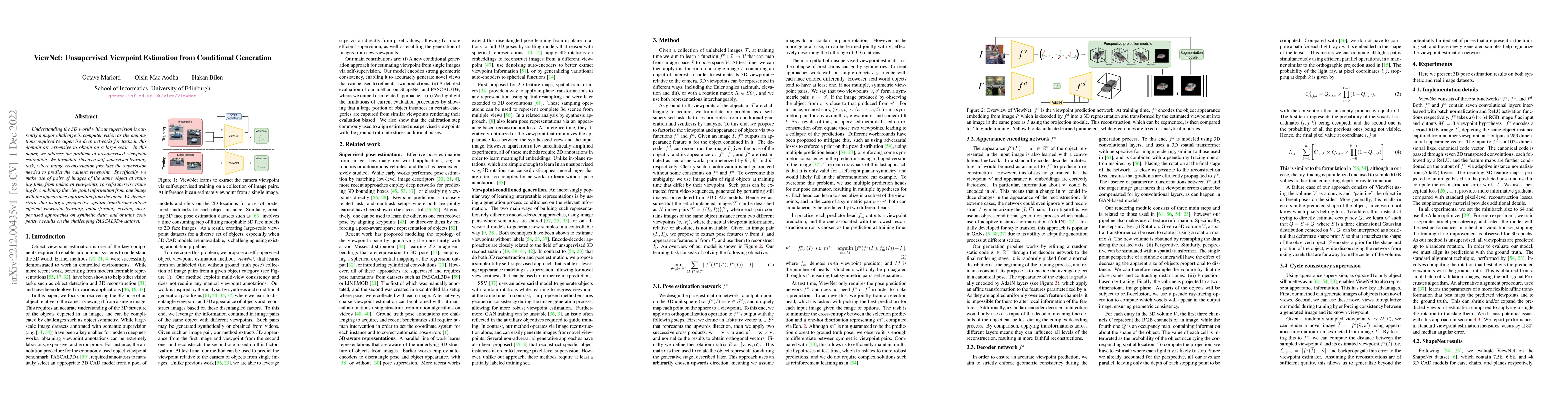 Thumbnail for ViewNet: Unsupervised Viewpoint Estimation from Conditional Generation