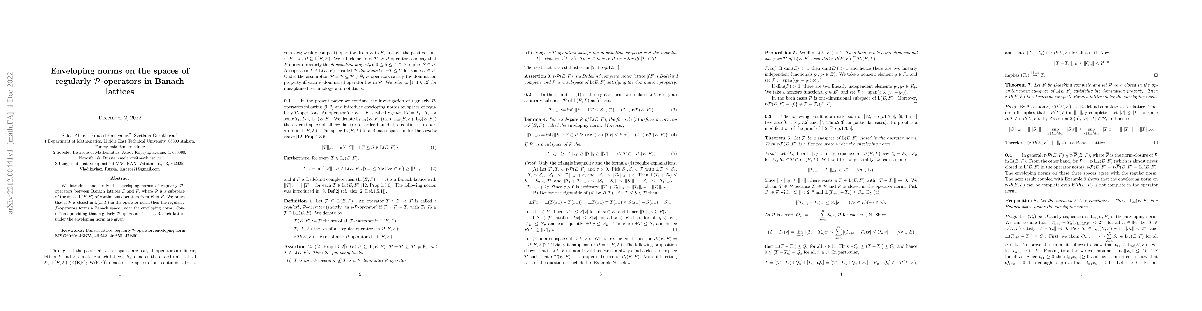 Thumbnail for Enveloping norms on the spaces of regularly P-operators in Banach
  lattices