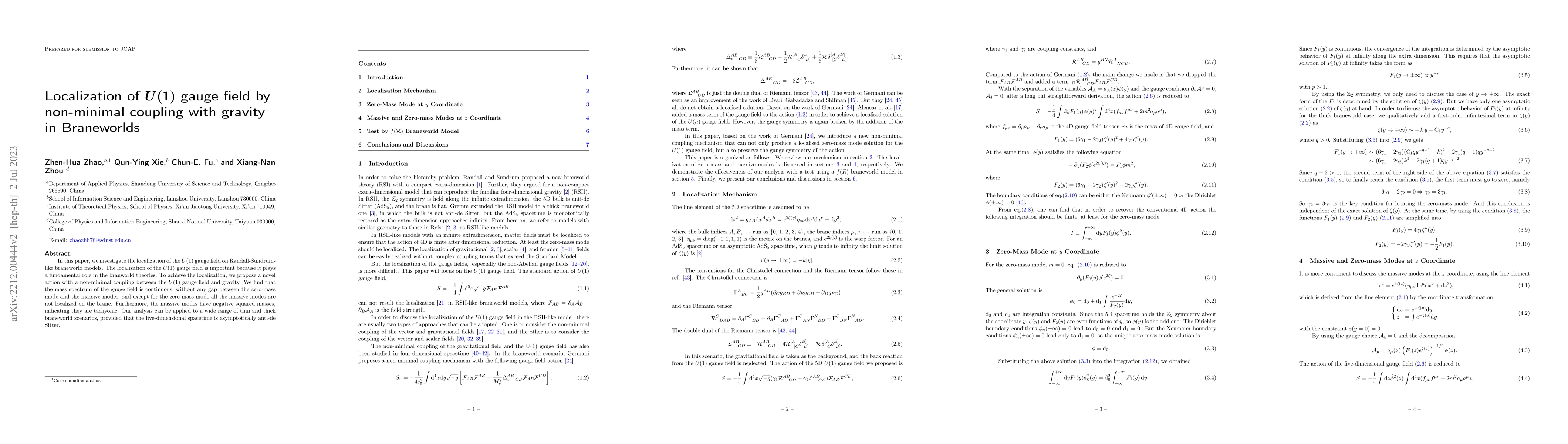 Thumbnail for Localization of $U(1)$ gauge field by non-minimal coupling with gravity