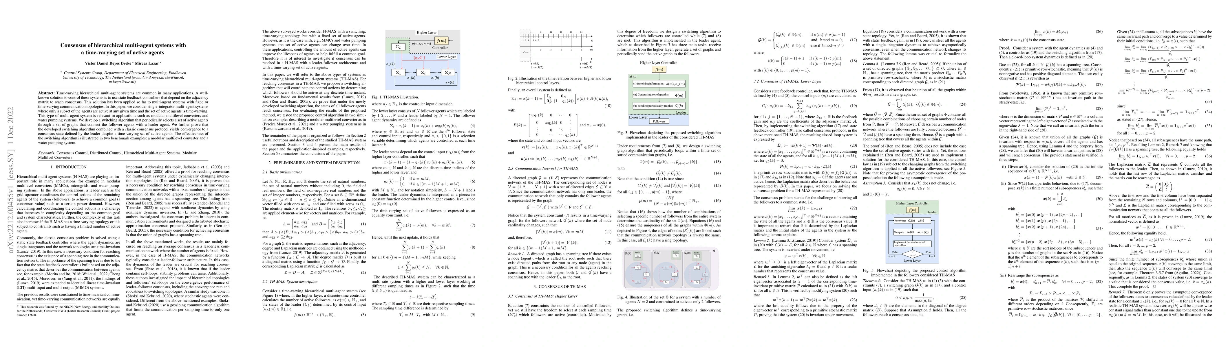 Thumbnail for Consensus of hierarchical multi-agent systems with a time-varying set of
  active agents