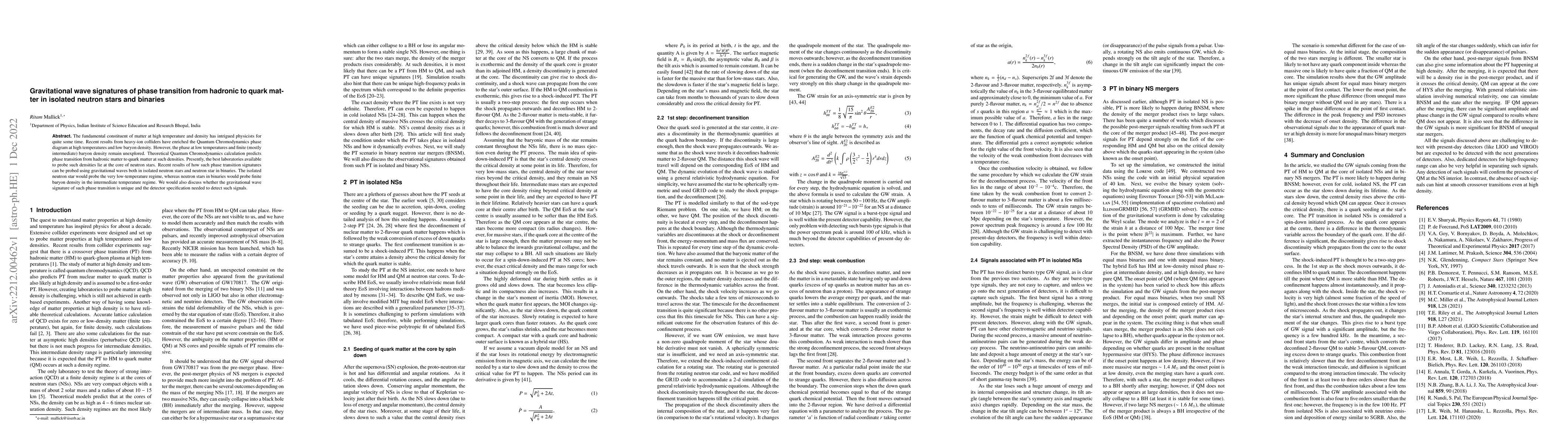 Thumbnail for Gravitational wave signatures of phase transition from hadronic to quark
  matter in isolated neutron stars and binaries
