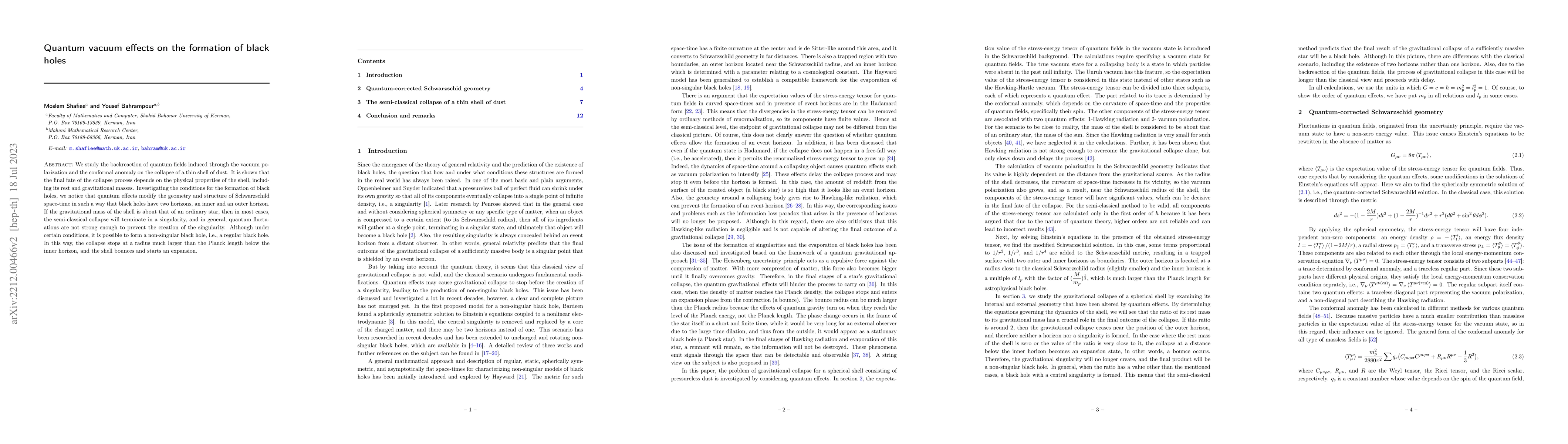 Thumbnail for Quantum vacuum effects on the formation of black holes