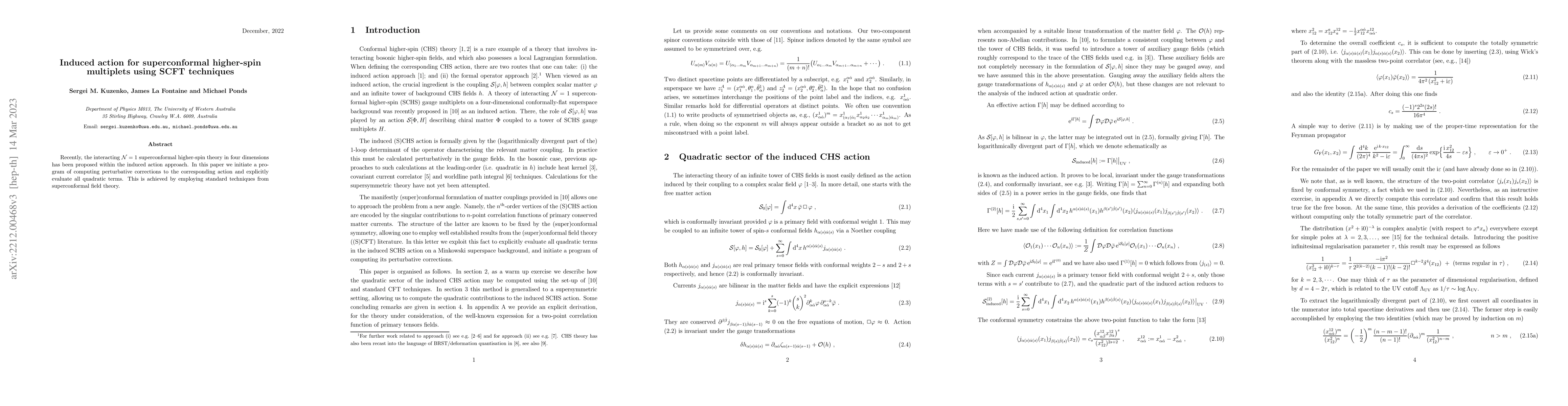 Thumbnail for Induced action for superconformal higher-spin multiplets using SCFT
  techniques