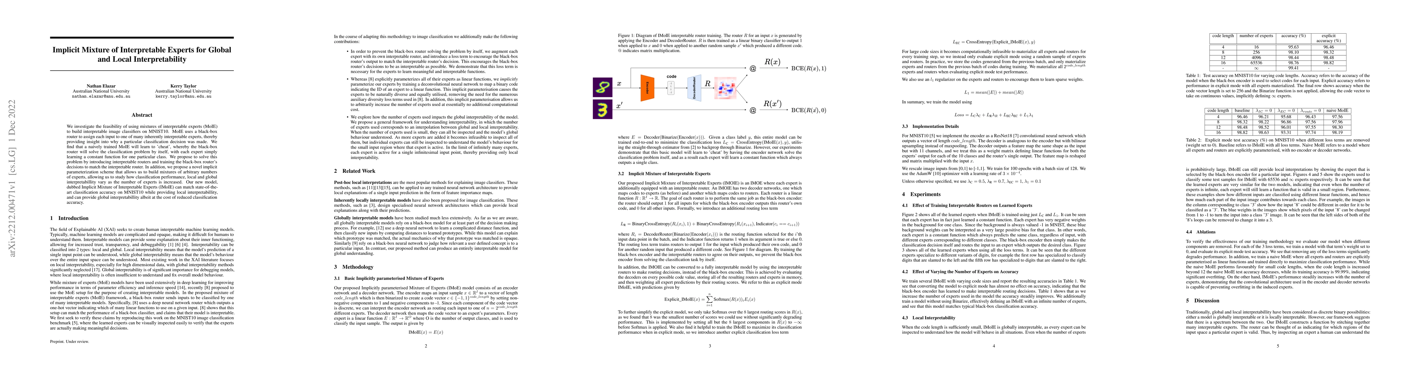 Thumbnail for Implicit Mixture of Interpretable Experts for Global and Local
  Interpretability