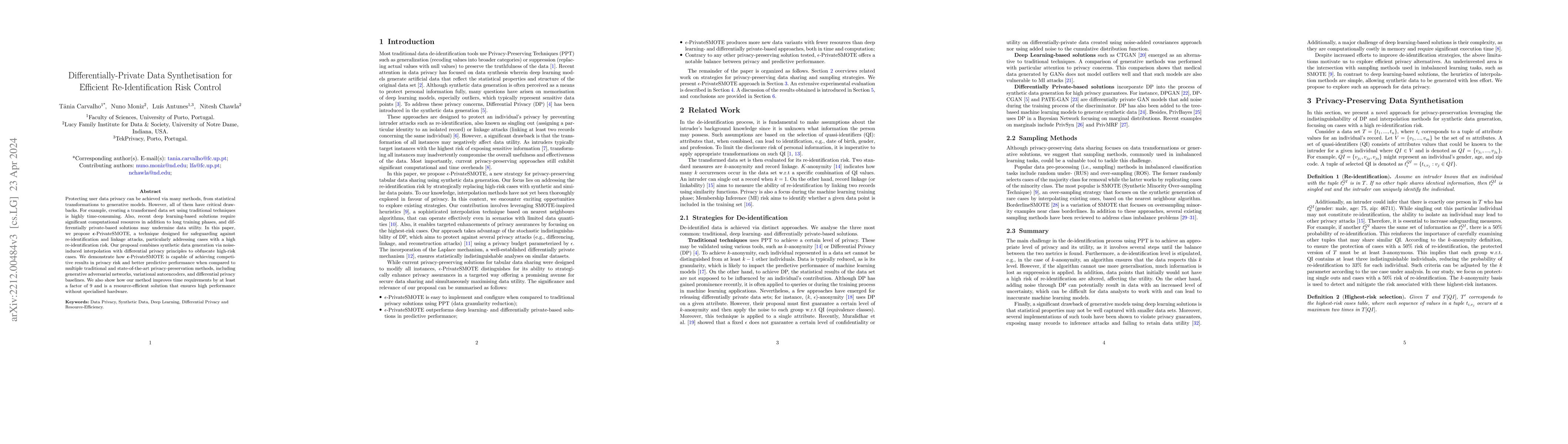 Thumbnail for Differentially-Private Data Synthetisation for Efficient
  Re-Identification Risk Control