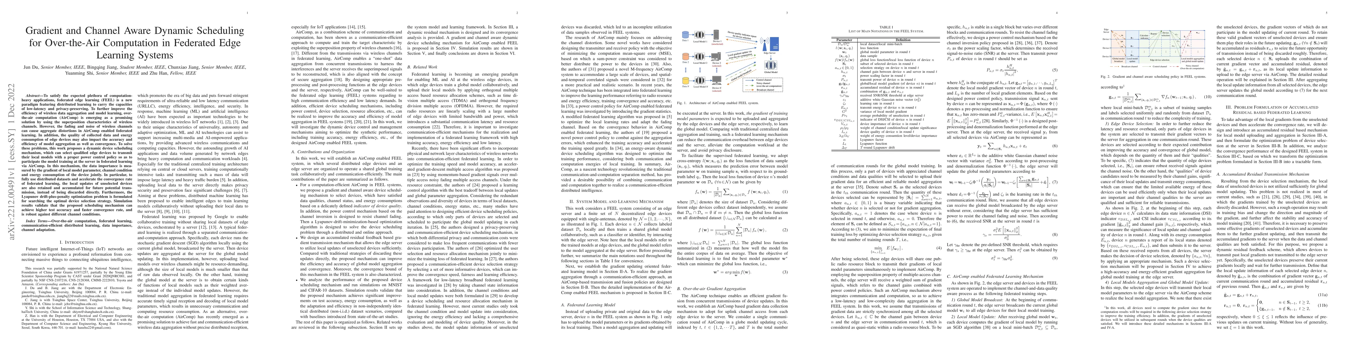 Thumbnail for Gradient and Channel Aware Dynamic Scheduling for Over-the-Air
  Computation in Federated Edge Learning Systems