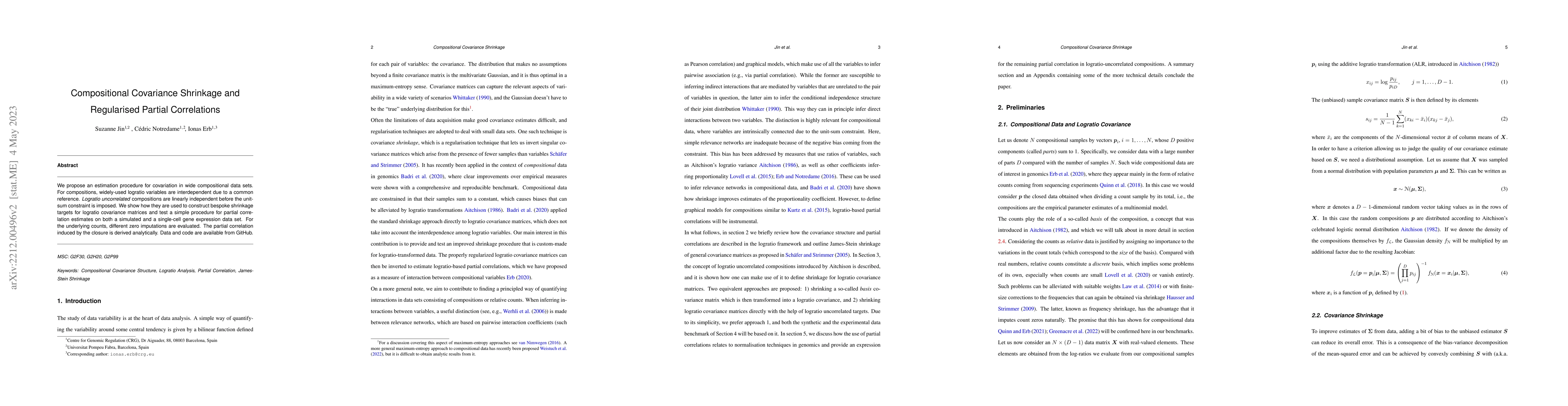 Thumbnail for Compositional Covariance Shrinkage and Regularised Partial Correlations