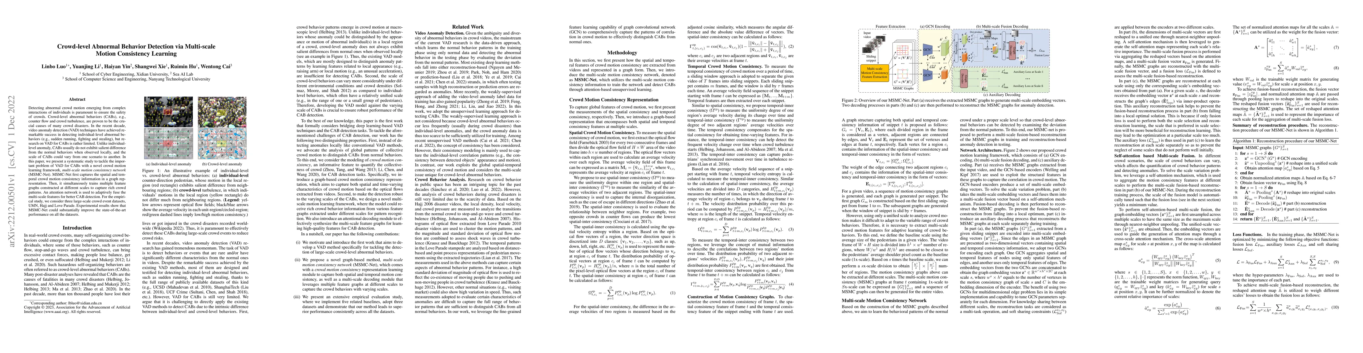 Thumbnail for Crowd-level Abnormal Behavior Detection via Multi-scale Motion
  Consistency Learning
