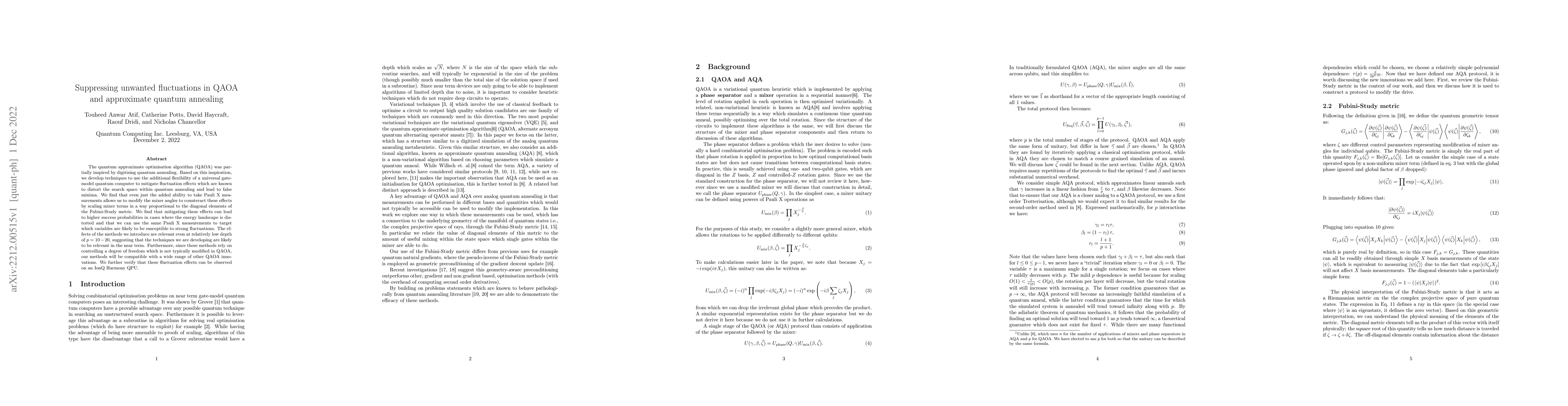 Thumbnail for Suppressing unwanted fluctuations in QAOA and approximate quantum
  annealing