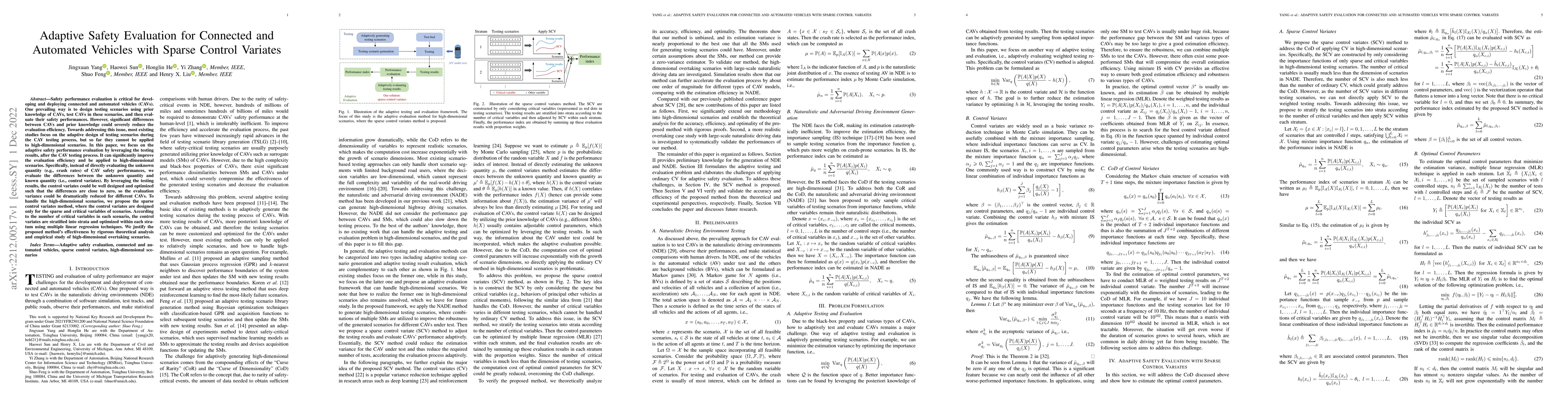 Thumbnail for Adaptive Safety Evaluation for Connected and Automated Vehicles with
  Sparse Control Variates