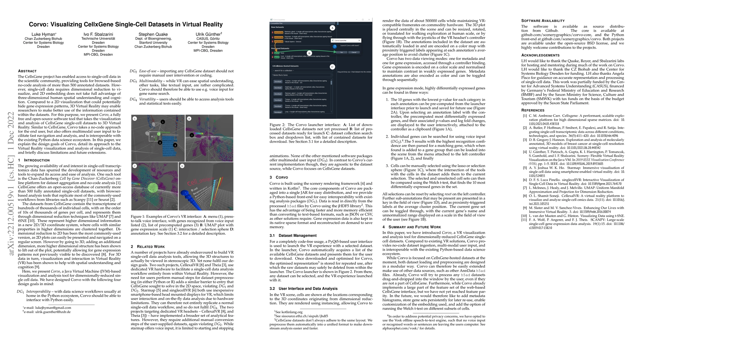 Thumbnail for Corvo: Visualizing CellxGene Single-Cell Datasets in Virtual Reality