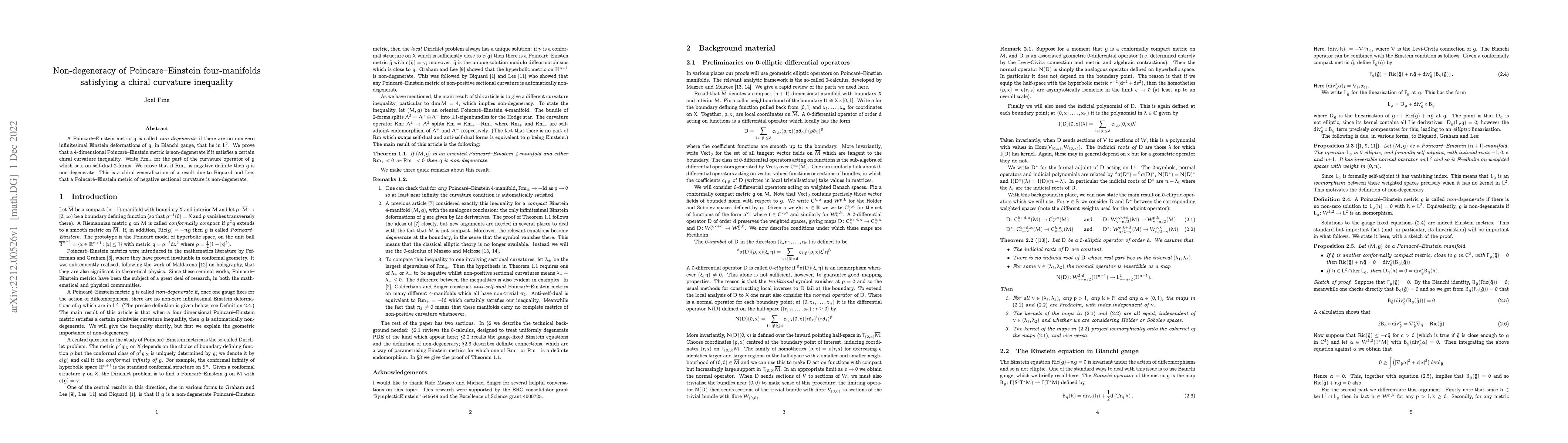 Thumbnail for Non-degeneracy of Poincar\'e-Einstein four-manifolds satisfying a chiral
  curvature inequality