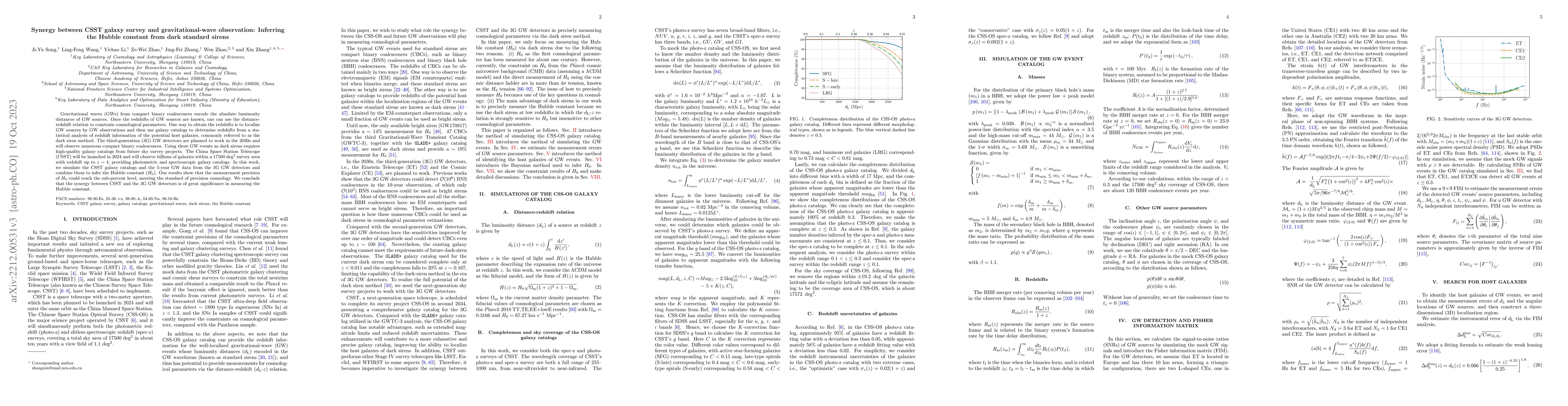 Thumbnail for Synergy between CSST galaxy survey and gravitational-wave observation:
  Inferring the Hubble constant from dark standard sirens