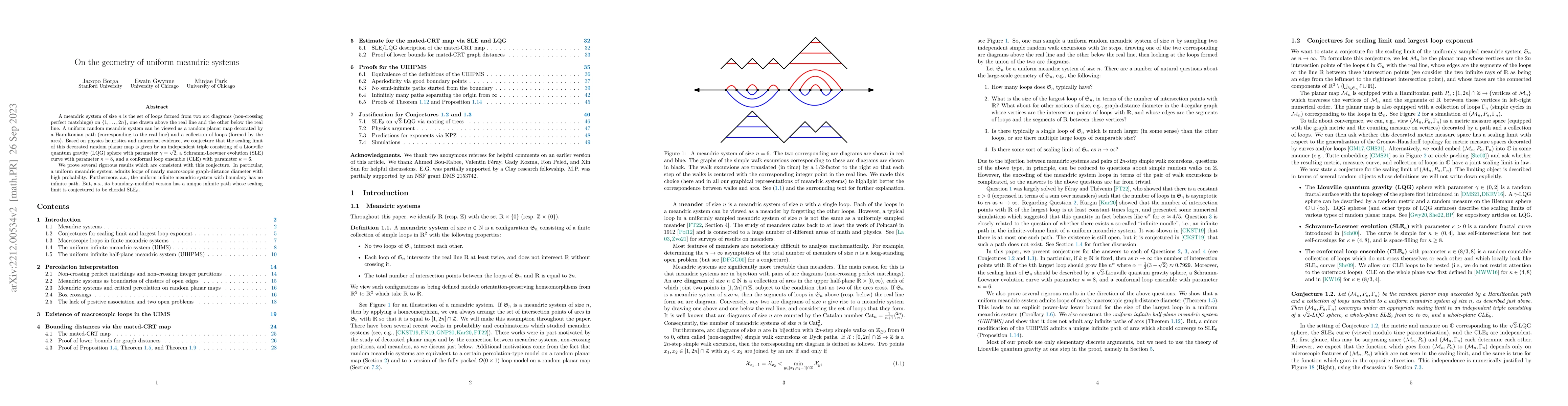 Thumbnail for On the geometry of uniform meandric systems