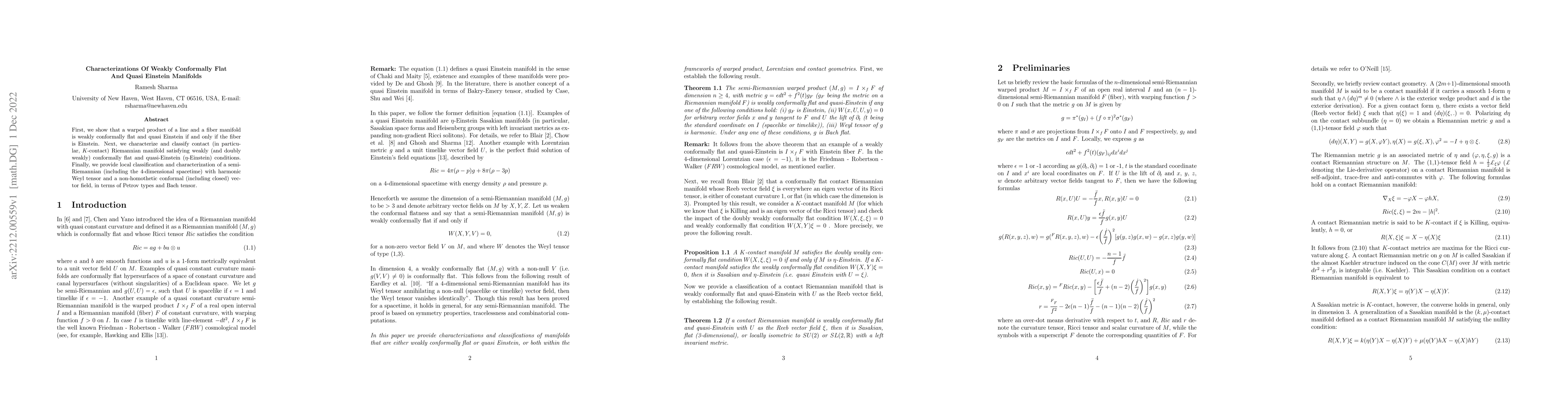 Thumbnail for Characterizations Of Weakly Conformally Flat And Quasi Einstein
  Manifolds