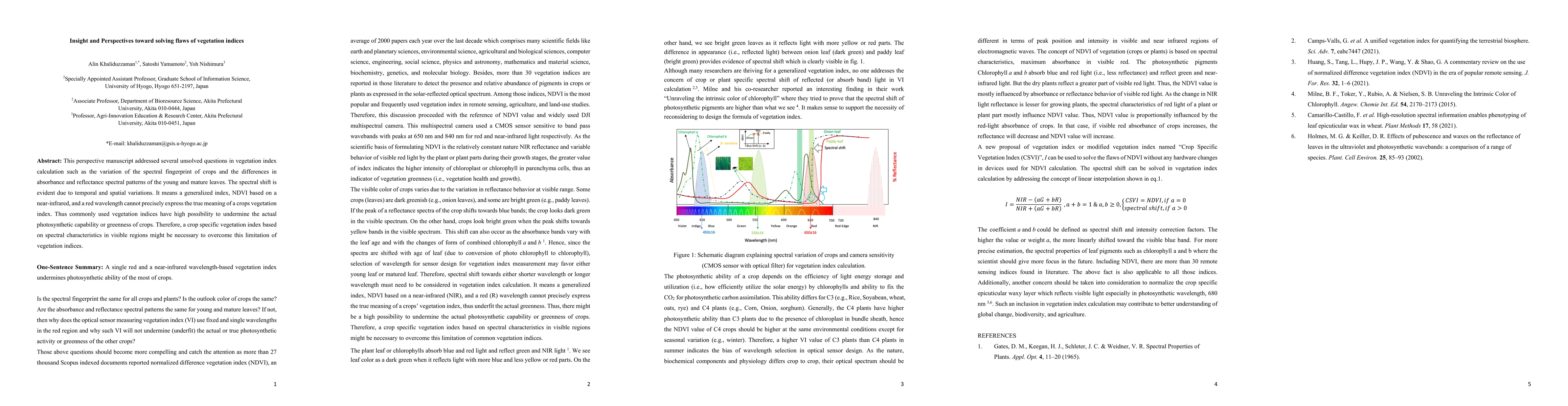 Thumbnail for Perspectives and insight toward solving flaws of vegetation indices