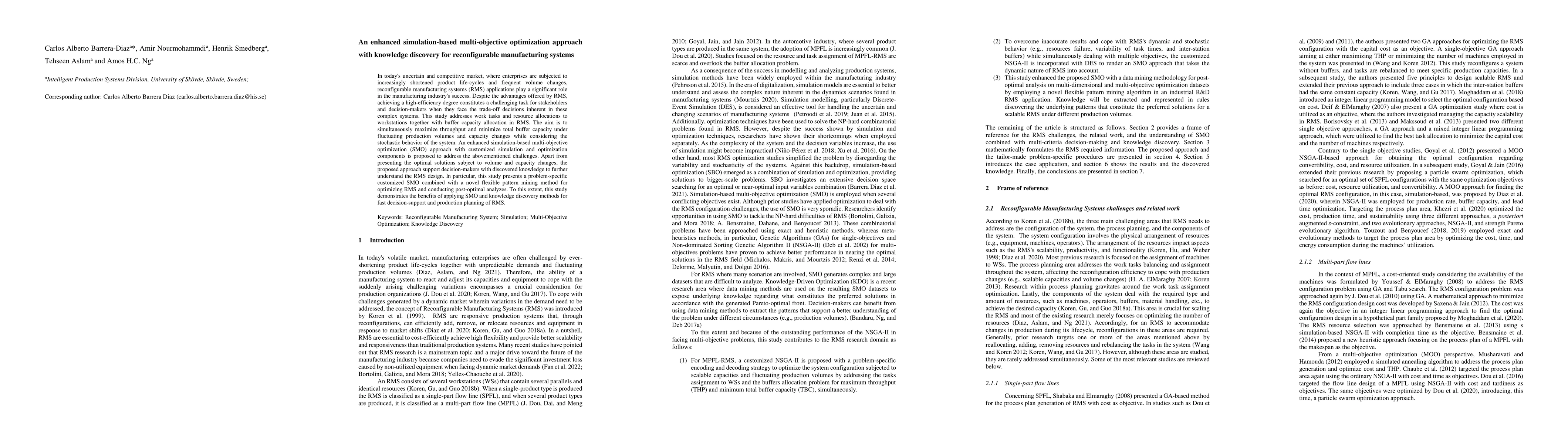 Thumbnail for An enhanced simulation-based multi-objective optimization approach with
  knowledge discovery for reconfigurable manufacturing systems