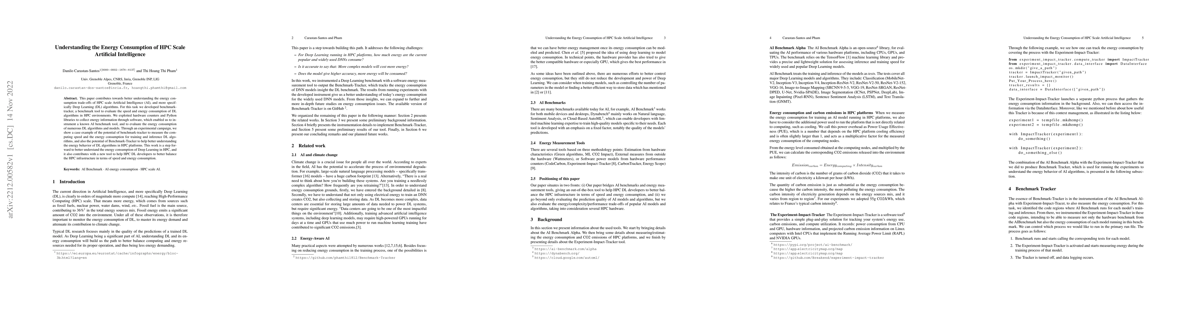 Thumbnail for Understanding the Energy Consumption of HPC Scale Artificial
  Intelligence