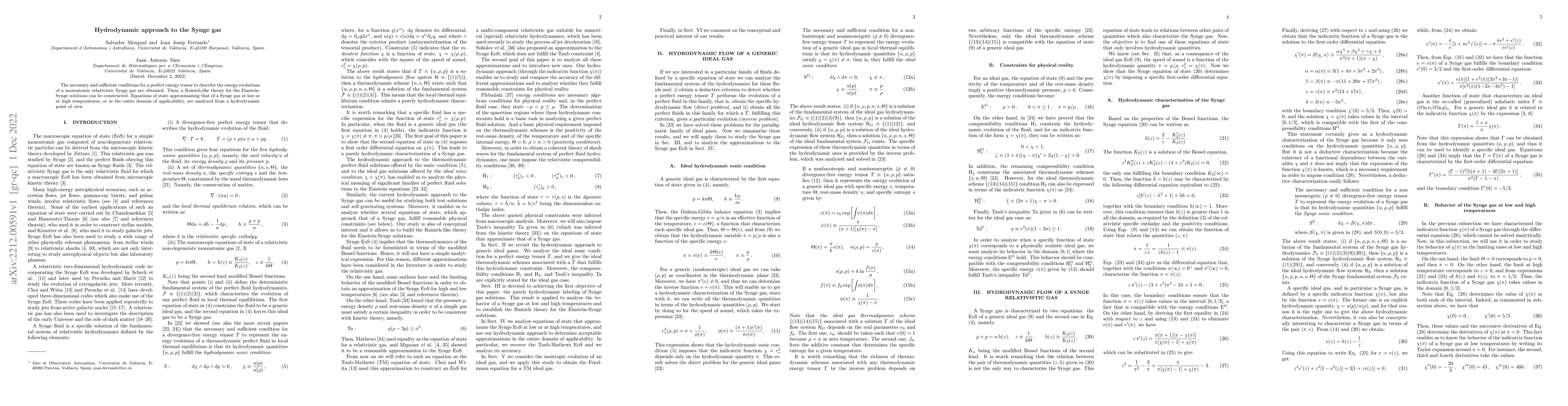 Thumbnail for Hydrodynamic approach to the Synge gas