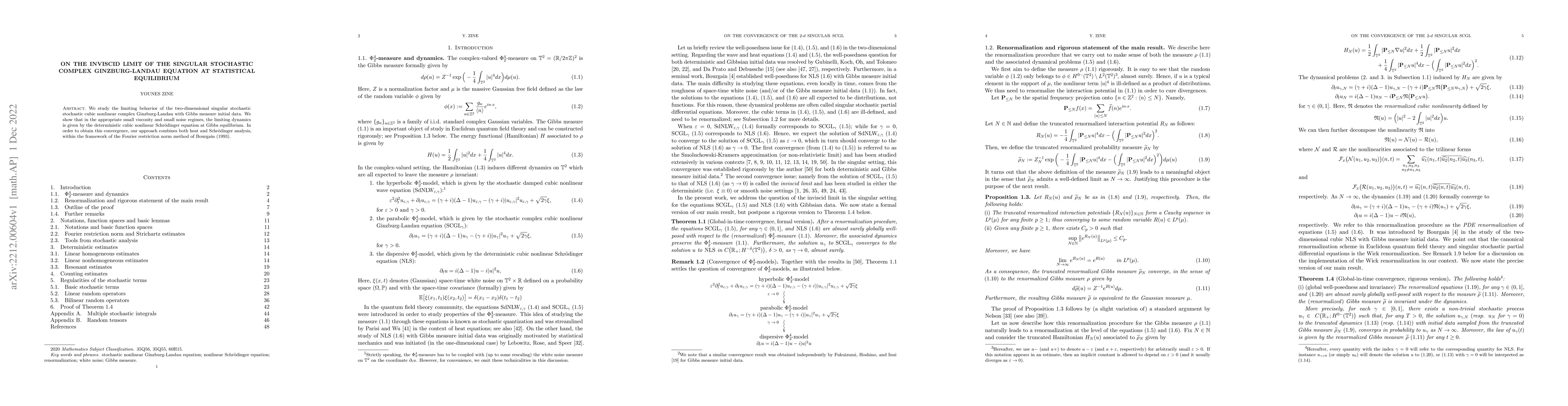 Thumbnail for On the inviscid limit of the singular stochastic complex Ginzburg-Landau
  equation at statistical equilibrium