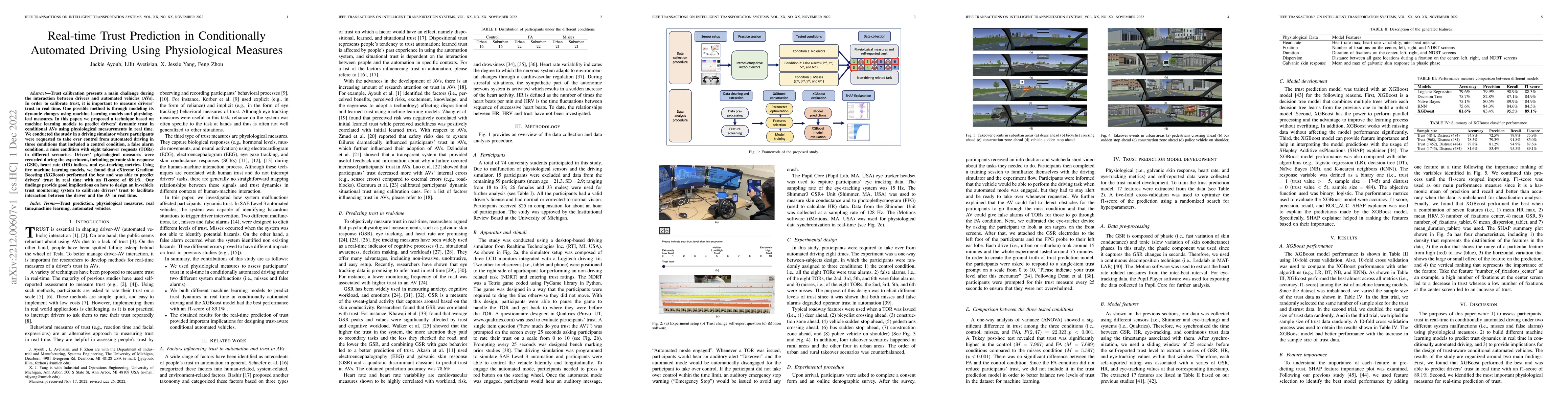 Thumbnail for Real-time Trust Prediction in Conditionally Automated Driving Using
  Physiological Measures