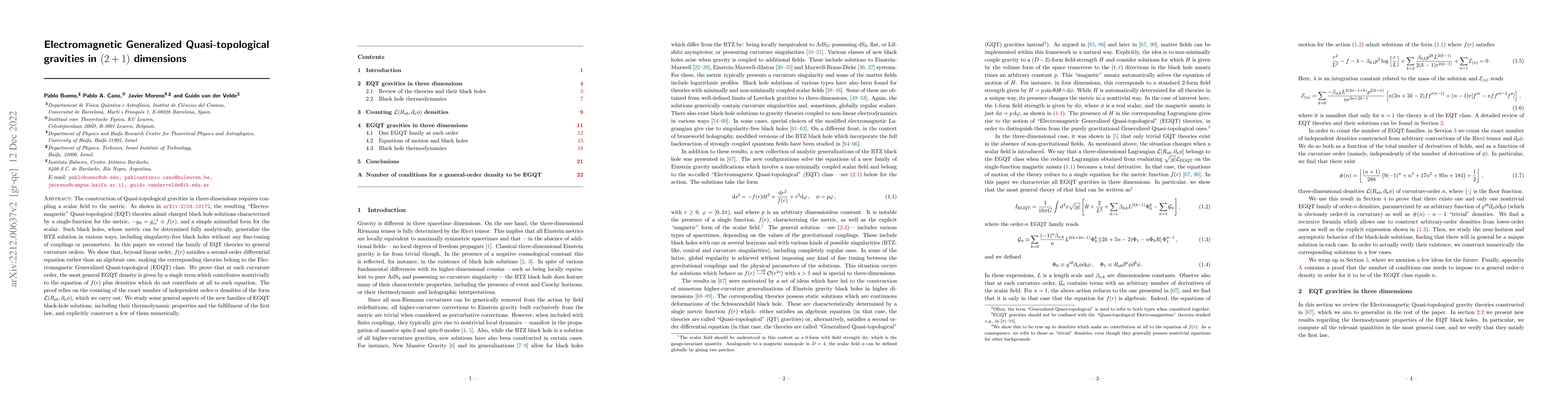 Thumbnail for Electromagnetic Generalized Quasi-topological gravities in $(2 + 1)$
  dimensions