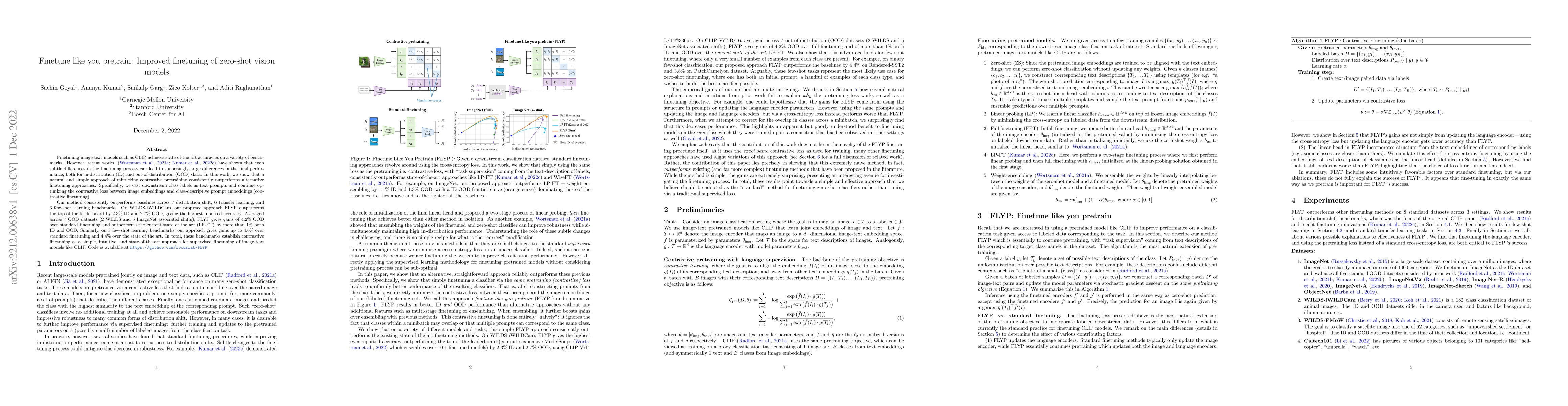 Thumbnail for Finetune like you pretrain: Improved finetuning of zero-shot vision
  models