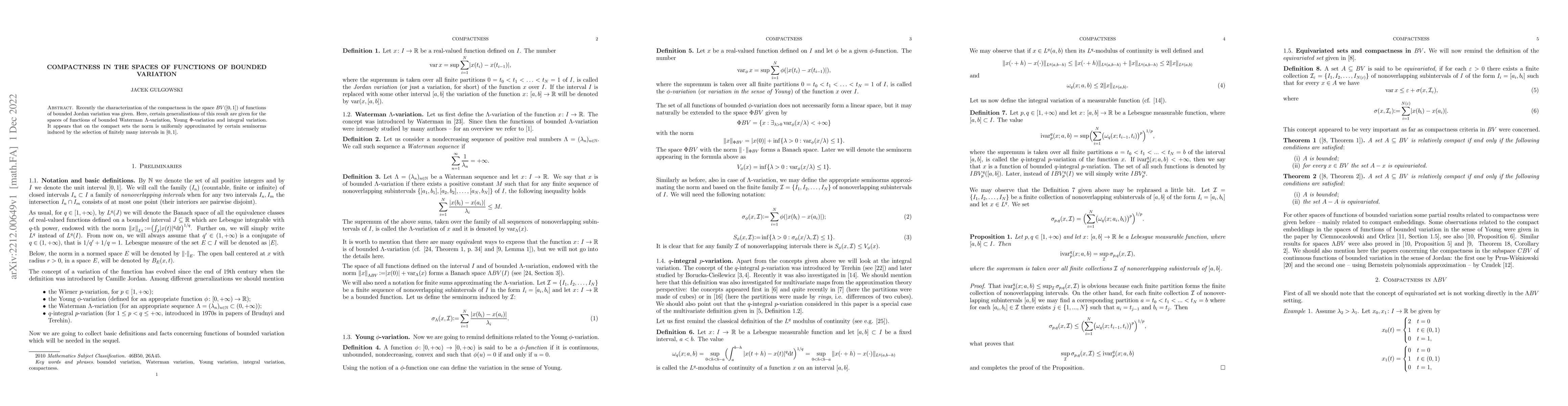 Thumbnail for Compactness in the spaces of functions of bounded variation